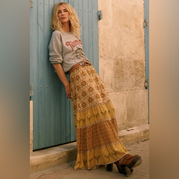 NWT Spell Chateau Maxi Skirt in Champagne size S - Picture 3 of 9